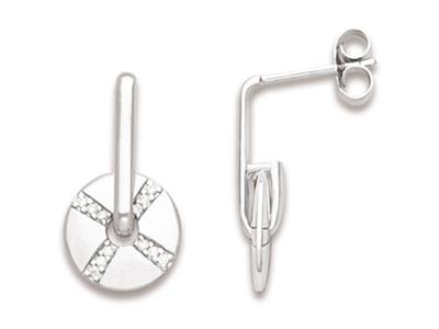 Pendientes Colgantes De 20mm, Zirconias, Plata 925 Rodiada