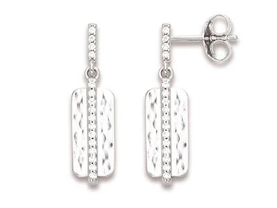 Pendientes, Lnea Placa, 22 MM Circonita, Plata 925 Rodiada