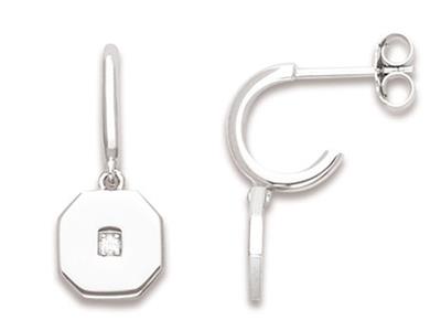 Criollas Colgantes, Zirconias Con Patrn Octogonal De 20mm, Plata 925rodiada
