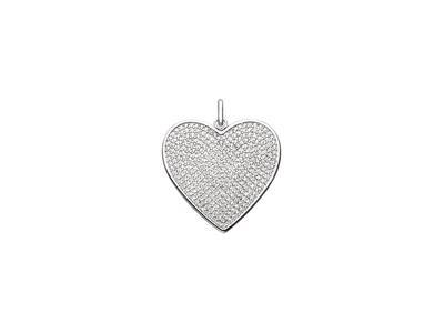 Colgante Corazon Piedras De Cristal, Altura 30 Mm, Plata 925 Rh