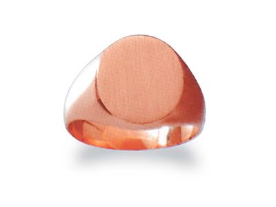 Sello Macizo Torneado, Placa De 14 X 12mm, Oro Rojo De 18k. Ref. 23, Tamaño 56