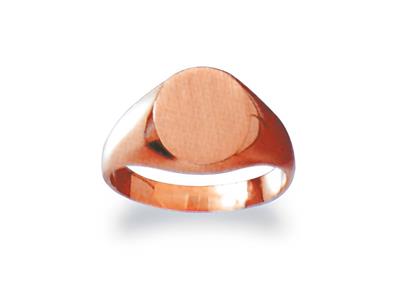 Anillo De Sello Macizo Torneado, Placa De 11 X 9mm, Oro Rojo De 18k. Ref. 26, Tamaño 65