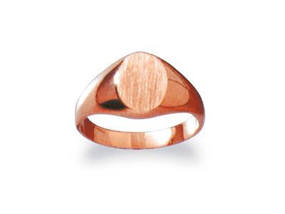 Anillo De Sello Macizo Diseñado Para El Tamaño, Superficie Plana De 9 X 7mm, Oro Rojo De 18k. Ref.28,