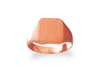 Anillo De Sello Macizo Torneado, Placa De 11 X 10mm, Oro Rojo De 18k.ref. 34, Tamaño 65