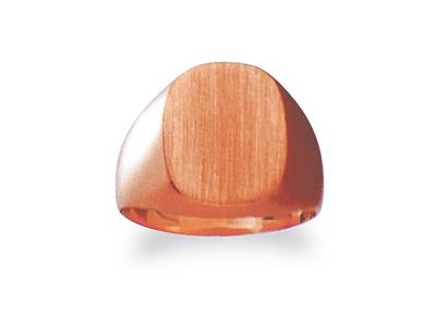 Anillo De Sello Macizo Torneado, Placa De 15 X 12mm, Oro Rojo De 18k.ref. 4062, Tamaño 51
