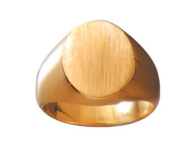 Anillo De Sello Macizo Torneado, Placa De 16 X 13mm, Oro Amarillo De 18k. Ref. 21, Tamaño 69
