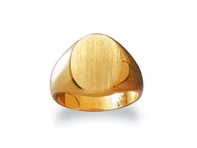 Anillo De Sello Macizo Torneado, Placa De 15 X 13mm, Oro Amarillo De 18k. Ref. 22, Tamaño 58