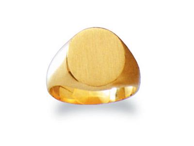 Anillo De Sello Macizo Diseñado Para El Tamaño, Placa De 14 X 12mm, Oro Amarillo De 18k. Ref. 23, Tamaño