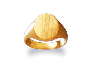 Anillo De Sello Macizo Moldeado, Placa De 13 X 11mm, Oro Amarillo De 18k. Ref. 24, Tamaño 56