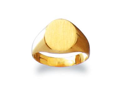 Anillo De Sello Macizo Moldeado, Placa De 12 X 10mm, Oro Amarillo De 18k. Ref. 25, Tamaño 45