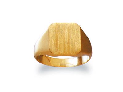 Anillo De Sello Macizo Torneado, Placa De 12 X 11mm, Oro Amarillo De 18k. Árbitro. 33, Tamaño 69