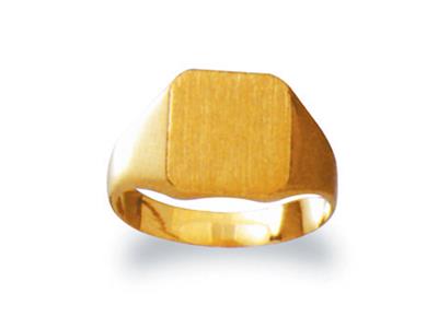 Anillo De Sello Macizo Torneado, Placa De 11 X 10mm, Oro Amarillo De 18k. Ref. 34, Tamaño 54