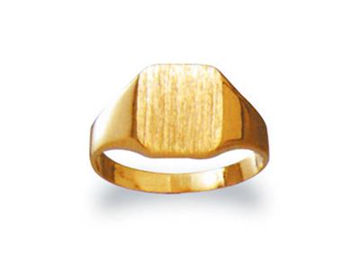 Anillo Sello Macizo Torneado Dedo, Mesa 10 X 9 Mm, Oro Amarillo 18k. Ref. 35, Talla 43