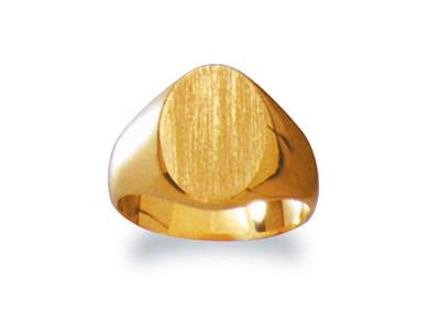 Anillo De Sello Macizo Torneado, Placa De 14,5 X 10,5 Mm, Oro Amarillode 18k. Ref. 49, Tamaño 54