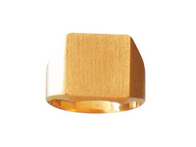 Anillo De Sello Macizo Torneado, Placa De 14 X 12mm, Oro Amarillo De 18k. Referencia. 42312, Tamaño 62
