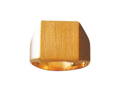 Anillo De Sello Macizo Torneado, Placa De 14 X 13mm, Oro Amarillo De 18k. Ref. 42314, Tamaño 69