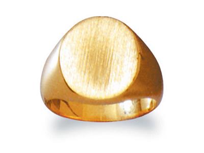 Anillo De Sello Macizo Torneado, Placa De 17 X 14,5mm, Oro Amarillo De 18k. Ref. 4020, Tamaño 65