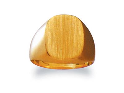 Anillo De Sello Macizo Torneado, Placa De 15 X 12mm, Oro Amarillo De 18k. Árbitro. 4062, Tamaño 65