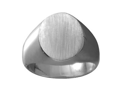 Anillo Sello Macizo Girado Al Tamaño, Placa De 16 X 13mm, Oro Gris Pd12. Ref. 21, Tamaño 69