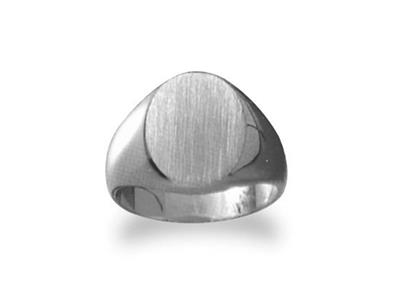 Anillo De Sello Macizo Para El Tamaño, Placa De 15 X 13mm, Oro Gris Pd 12. Ref. 22, Tamaño 64
