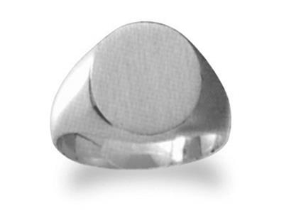 Anillo De Sello Macizo Diseñado Para El Tamaño, Superficie Plana De 14x 12mm, Oro Blanco Con 12 De Pala