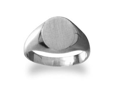 Anillo De Sello Macizo Torneado, Placa De 11 X 9mm, Oro Gris Pd 12. Ref. 26, Tamaño 65