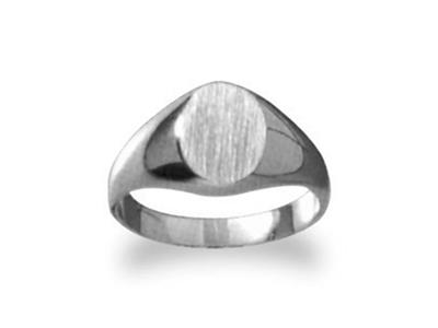 Anillo De Sello Macizo Torneado, Placa De 9 X 7mm, Oro Gris Pd 12. Ref. 28, Tamaño 65