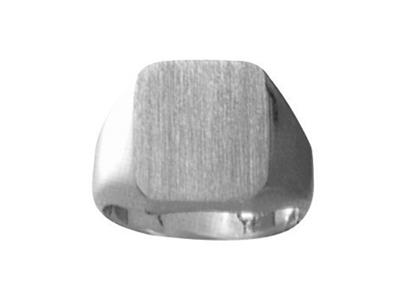 Anillo De Sello Macizo Torneado, Placa De 15 X 13mm, Oro Gris Pd 12. Ref. 31, Tamaño 71
