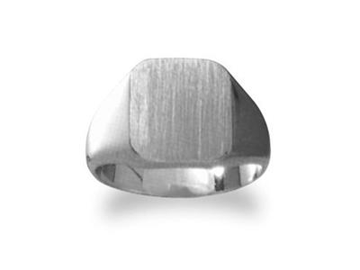 Anillo De Sello De Dedo Macizo Torneado, Placa De 13,5 X 12mm, Oro Blanco De 18 K Pd12. Ref. 32, Tamaño