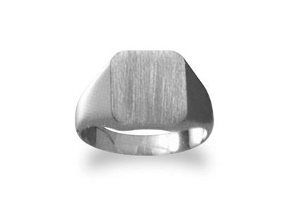 Anillo Sello De Dedo Macizo Torneado, Placa De 12 X 11mm, Oro Blanco De 18k Pd 12. Ref. 33, Dedo 69