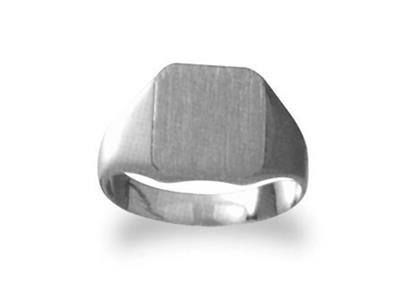 Anillo De Sello Macizo Torneado, Placa De 11 X 10mm, Oro Gris Pd 12. Ref. 34, Tamaño 64