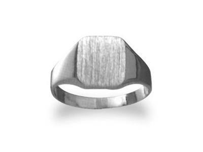 Anillo De Sello Macizo Torneado, Placa De 10 X 9mm, Oro Gris Pd 12. Ref. 35, Tamaño 55