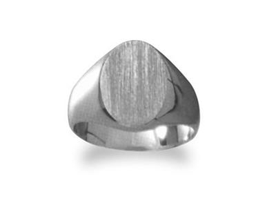 Anillo De Sello Macizo Torneado, Placa De 14,5 X 10,5mm, Oro Gris Pd 12. Ref. 49, Tamaño 54