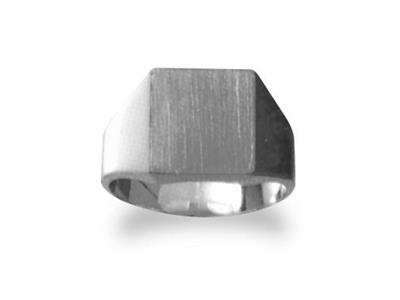 Anillo De Compromiso Macizo Torneado, Placa De 12 X 10 Mm, Oro Blanco De 18k Pd 12. Ref. 4238, Dedo 64
