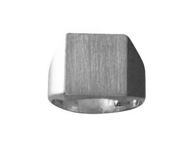 Sello Macizo Ajustable, Placa De 14x 13 Mm, Oro Blanco De 18k Pd 12. Ref. 42314, Dedo 64