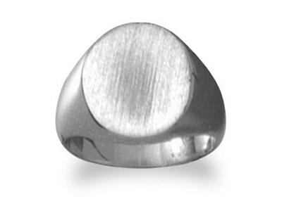 Anillo De Sello De Dedo Macizo Girado, Placa De 17 X 14,5mm, Oro Blanco De 18 K Pd12. Ref. 4020, Dedo 6