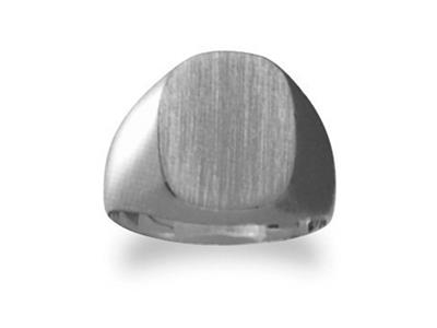 Anillo De Sello Macizo Torneado, Placa De 15 X 12mm, Oro Gris Pd 12. Ref. 4062, Tamaño 50