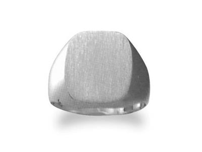 Anillo De Sello Macizo Torneado, Placa De 16,5 X 13,5mm, Oro Gris 18kpd 12. Ref. 4063, Tamaño 54