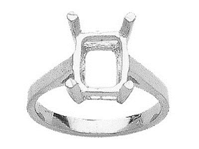 Anillo Engastado Con 4 Garras Para Piedra Rectangular De 9 X 7mm, Oroblanco 800 Ref. 15364