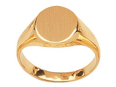 Anillo De Sello Ovalado Macizo De 10,5 X 9mm, Oro Amarillo De 18 Quilates. Ref. 08674