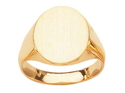 Anillo De Sello Ovalado Macizo De 16 X 13,5mm, Oro Amarillo De 18 K. Ref. 08675