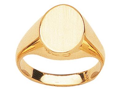 Anillo De Sello Ovalado Macizo De 14 X 10,5mm, Oro Amarillo De 18 K. Ref. 08676