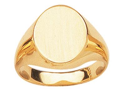 Anillo De Sello Ovalado Macizo De 15,5 X 12,5mm, Oro Amarillo De 18 Quilates. Ref. 08677