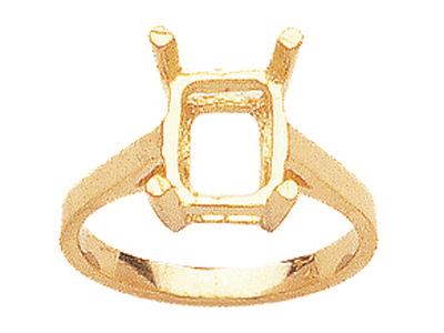 Anillo Engastado Con 4 Garras Para Piedra Rectangular De 8 X 6mm, Oroamarillo De 18k.ref. 15376
