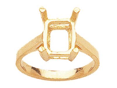 Anillo 4 Garras Para Piedra Rectangulo 8 X 6 Mm, Oro Amarillo 18k. Ref. 15376