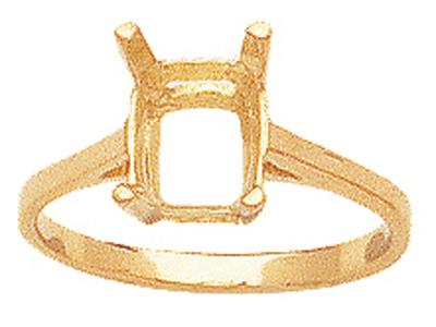 Anillo Con 4 Garras Para Piedra Rectangular De 9 X 7 Mm, Oro Amarillo 18k. Ref. 15364