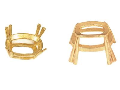 Engaste 4 Griffes Dobles Para Piedra Ovalada De 8 X 7mm, Oro Amarillode 18k.ref. 04145