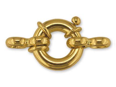 Cierre De Reasa Tamaño Jumbo De 8 MM De Oro Amarillo De 18 Ct Con 2 Anillos Dobles  3 Fijados R