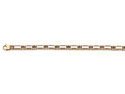 Pulsera Placa 6 MM Maciza, 21 Cm, Oro Bicolor 18k