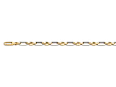 Pulsera Malla Alternada 5 Mm, 21 Cm, Oro Bicolor 18k. Ref. 3292